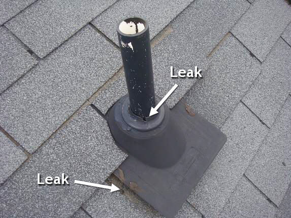 roof leak near the vent